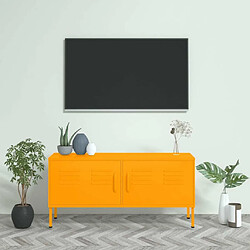 Maison Chic Meuble TV scandinave - Banc TV pour salon Jaune moutarde 105x35x50 cm Acier -MN77282