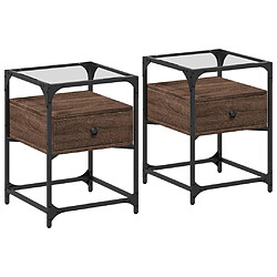 vidaXL Tables de chevet 2pcs chêne marron 40x40x55cm bois d'ingénierie