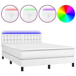 vidaXL Sommier à lattes de lit avec matelas et LED Blanc 140x200 cm