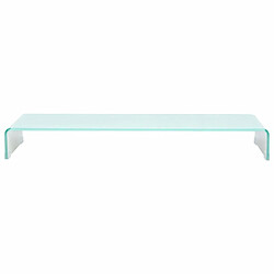 Helloshop26 Meuble télé buffet tv télévision design pratique support pour moniteur 100 cm verre blanc 2502222