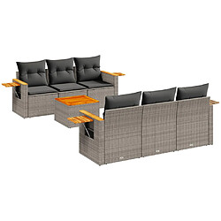 vidaXL Salon de jardin avec coussins 7 pcs gris résine tressée