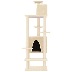 Helloshop26 Arbre à chat meuble tour grimper jouet grattage grattoir escalade plateforme avec griffoirs en sisal 154 cm crème 02_0022487