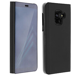 Avizar Étui Galaxy A8 Housse folio Miroir coque rigide clapet fonction support - Noir