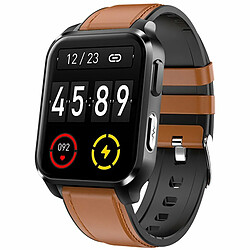 E90 Montre Intelligente Pression Artérielle Oxygène Sanguin Surveillance Du Sommeil Sport Étanche Smartwatch Cuir Marron