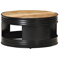 vidaXL Table basse Noir 68x68x36 cm Bois massif de manguier brut