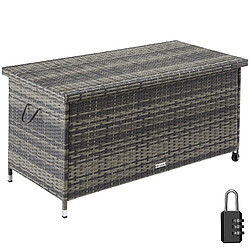 Tectake Coffre de jardin KIRUNA en rotin synthétique 120x55x61,5cm 270 L - gris