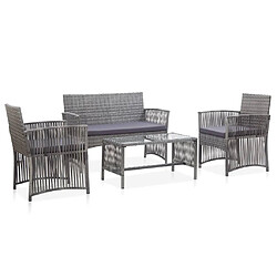 Maison Chic Salon de jardin 4 pcs - Table et chaises d'extérieur - Mobilier/Meubles de jardin Moderne avec coussin Résine tressée Anthracite -MN33013