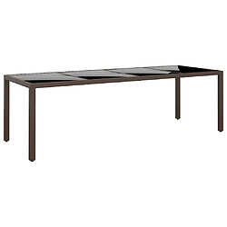 Maison Chic Table de jardin | Table d'extérieur avec dessus en verre marron résine tressée -GKD29942