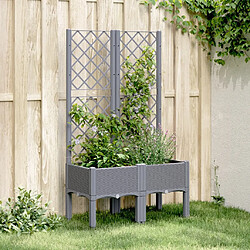 Maison Chic Jardinière,Bac à fleurs avec treillis - pot de fleur gris 80x40x142 cm PP -GKD42154