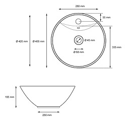 Ecd Germany Lavabo 455x185 mm en céramique, y compris kit de vidange avec trop-plein pas cher