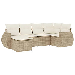 Maison Chic Salon de jardin avec coussins 6 pcs | Ensemble de Table et chaises | Mobilier d'Extérieur beige résine tressée -GKD42823