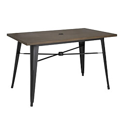 Table Plateau Aluminium Effet Bois Noir 120 x 76 x 75 cm - BOLERO