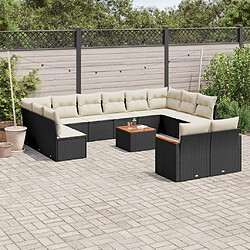 vidaXL Salon de jardin avec coussins 13 pcs noir résine tressée