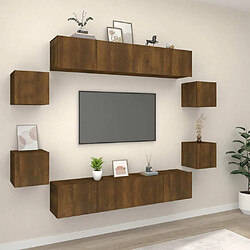 Maison Chic Ensemble de meubles TV 8 pcs | Banc TV Moderne pour salon | Meuble de Rangement - Chêne marron Bois d'ingénierie -MN42124