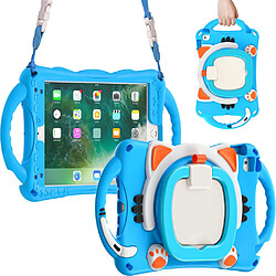 Coque en TPU + silicone avec béquille rotative et bandoulière bleu ciel/Orange pour votre Apple iPad Mini/2/3/4/mini (2019) 7.9 pouces