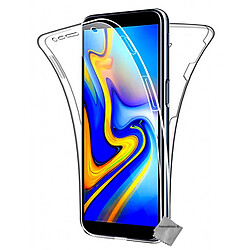 Htdmobiles Coque silicone gel fine 360 integrale pour Samsung Galaxy J6+ Plus (2018) + verre trempe - TRANSPARENT