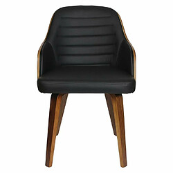 Avis Mes Fauteuil 57x51x79 cm en PU noir et bois marron