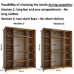 Abiks Meble Armoire DAVOS 5 À Portes Coulissantes 235,2/200/60 3 Portes pas cher