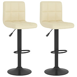 vidaXL Tabourets de bar lot de 2 crème tissu