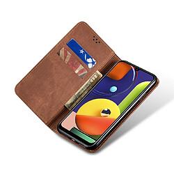 Wewoo Housse Coque Pour Galaxy A50s / A50 / A30s Denim Texture Etui en cuir avec rabat horizontal et style décontracté supportfentes cartes et porte-monnaie Marron pas cher