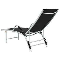 Maison Chic Chaise longue Jardin| Bain de soleil Relax | Transat Textilène et aluminium Noir -GKD75123 pas cher