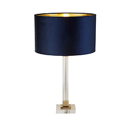 Searchlight Lampe de Table Cristal, Laiton, Velours Bleu Marine