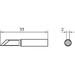 Panne de fer à souder pointe lame 45° Weller Professional T0054486399 Taille de la panne 2 mm 1 pièce