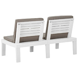 Avis Helloshop26 Banc de jardin meuble de patio d'extérieur terrasse de salon de jardin avec coussin plastique blanc 02_0011812