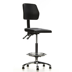 Hjh Office Siège technique/ Tabouret technique / Tabouret pivotant TOP WORK 11, mousse rigide, noir, chromé