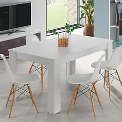 Dansmamaison Table de repas à allonge Blanc mat - RUYRUY Table de repas à allonge Blanc mat - RUYRUY - L 140/190 x l 90 x H 78 cm