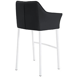 Decoshop26 Tabouret de bar chaise haute de comptoir couture carrées assise en PVC noir 4 pieds stables en métal blanc 10_0004732