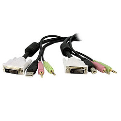 StarTech.com Câble de commutateur KVM DVI-D Dual Link USB 4 en 1 de 4,6 m avec audio et microphone