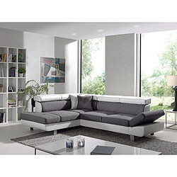 Bestmobilier Lisbona - Canapé d'angle gauche convertible - 5 places - avec têtières Lisbona - Canapé d'angle gauche convertible - 5 places - avec têtières - Blanc / Gris