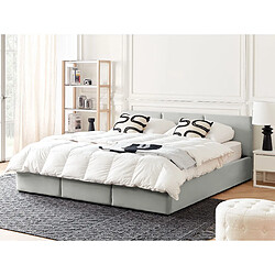 Beliani Lit avec coffre de rangement BOUSSE 180 x 200 cm Velours Gris clair