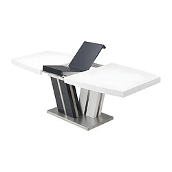 Avis Vente-Unique Table à manger extensible NOAMI II - 6 à 8 personnes - MDF laqué gris et blanc