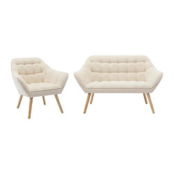 Vente-Unique Canapé 2 places et fauteuil en tissu beige CASERTA