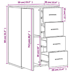 vidaXL Buffets 2 pcs noir 59x39x80 cm bois d'ingénierie pas cher