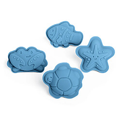 Bigjigs Toys 4 moules à sable en silicone bleu clair