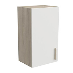 Dansmamaison Meuble haut de cuisine 40 cm 1 porte Blanc/Chêne - ABINCI