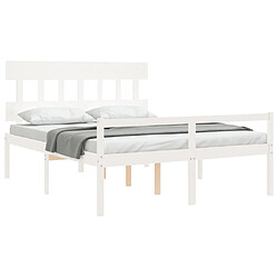 Acheter Maison Chic Lit adulte - Cadre Structure de lit avec tête de lit Contemporain blanc 160x200 cm bois massif -MN81535