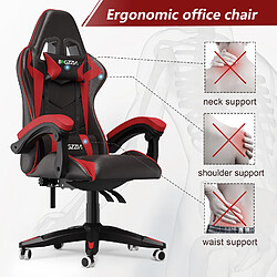 Acheter RATTANTREE Chaise de Gaming, fauteuil gaming, avec Lombaire&Appui-Tête Appui, chaise gamer, Ergonomique PU Cuir Chaise Bureau, fauteuil gamer, chaise bureau gaming, Dossier Inclinable à 155, Noir Rouge