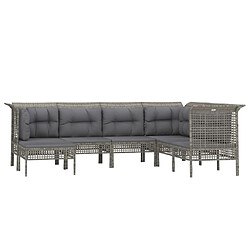 Avis Maison Chic Salon de jardin 7 pcs + coussins - Mobilier/Meubles de jardin - Table et chaises d'extérieur Gris Résine tressée -MN25046