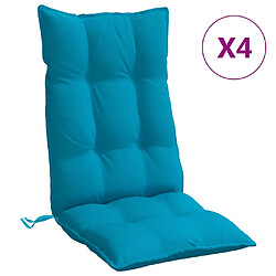 vidaXL Coussins de chaise à dossier haut lot de 4 bleu clair