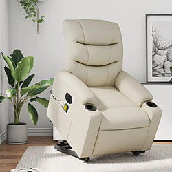 vidaXL Fauteuil inclinable de massage électrique crème similicuir