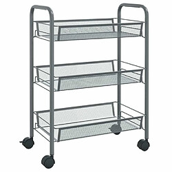 Maison Chic Desserte de cuisine à 3 niveaux | Chariot de cuisine | Meuble de rangement roulant Gris 46x26x64 cm Fer -GKD99432