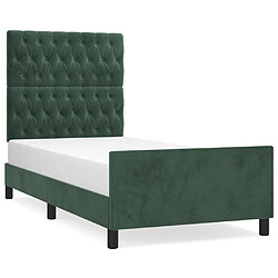 Maison Chic Lit adulte - Cadre Structure de lit avec tête de lit Contemporain Vert foncé 90x190 cm Velours -MN87123