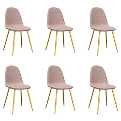 Maison Chic Lot de 6 Chaises à manger | Chaise de salle à manger cuisine rose velours -GKD60701