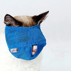 Ajustable Mesh Cat Muzzle Pet Anti-bark Muzzle Cat Grooming Muzzle L Blue pas cher