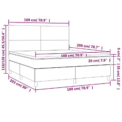 vidaXL Sommier à lattes de lit avec matelas LED Gris clair 180x200 cm pas cher