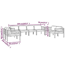 vidaXL Salon de jardin 8 pcs avec coussins Aluminium Anthracite pas cher